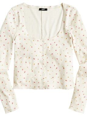 J.CREW SCOOPNECK RIBBED CARDIGAN TOP IN ROSEBUD PRINT